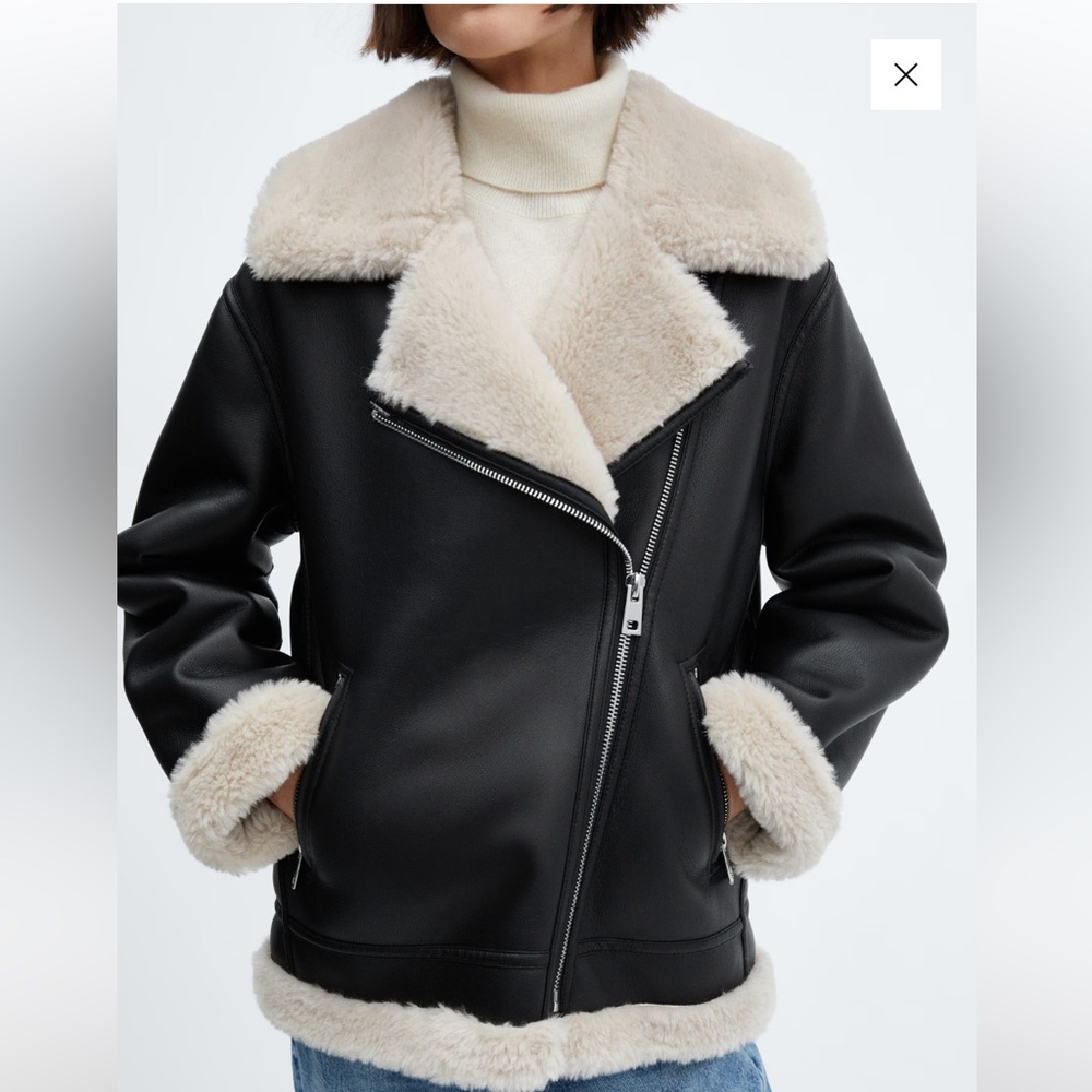 🖤 mango faux shearling-lined biker jacket 🖤
✨ size xs | new with tags ✨ - Picture 5 of 8